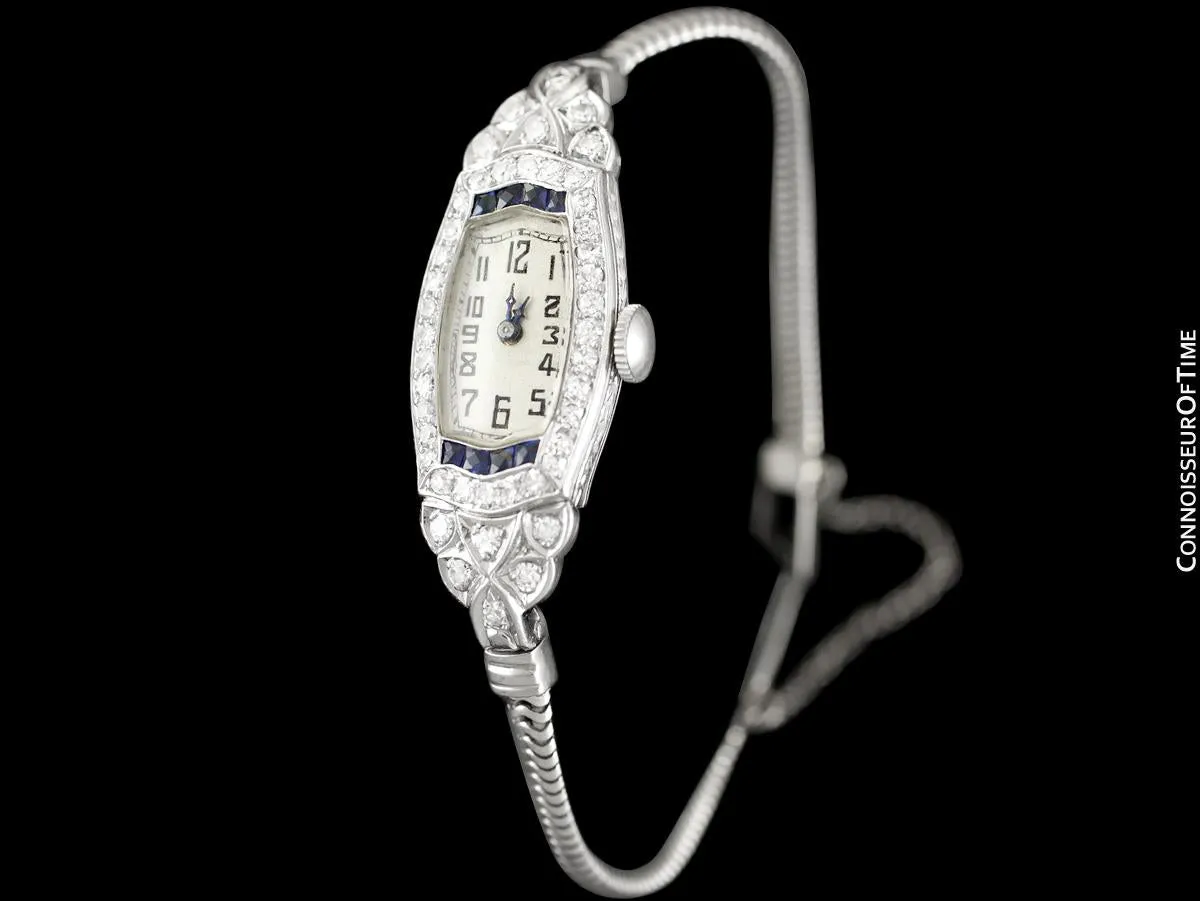 1920's Audemars Piguet Rare & Exquisite Art Deco Ladies Watch - Platinum, Diamonds & Sapphires