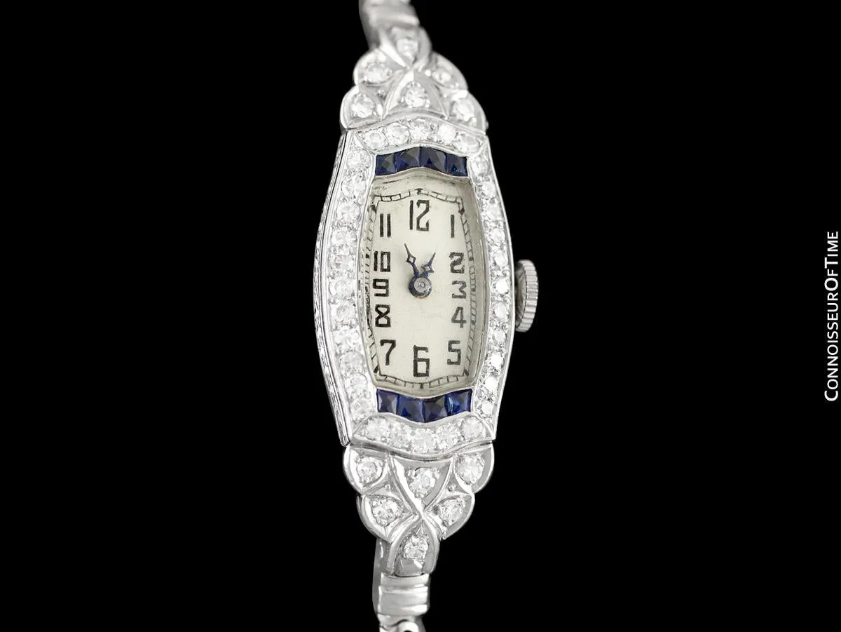 1920's Audemars Piguet Rare & Exquisite Art Deco Ladies Watch - Platinum, Diamonds & Sapphires