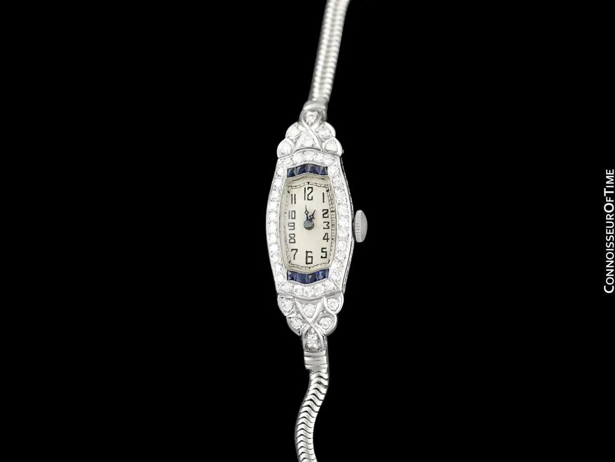 1920's Audemars Piguet Rare & Exquisite Art Deco Ladies Watch - Platinum, Diamonds & Sapphires
