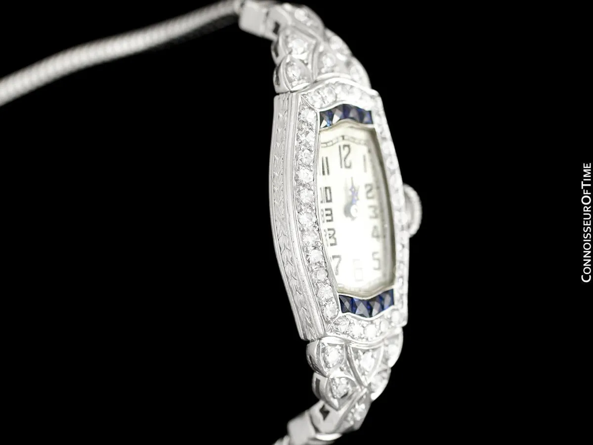 1920's Audemars Piguet Rare & Exquisite Art Deco Ladies Watch - Platinum, Diamonds & Sapphires