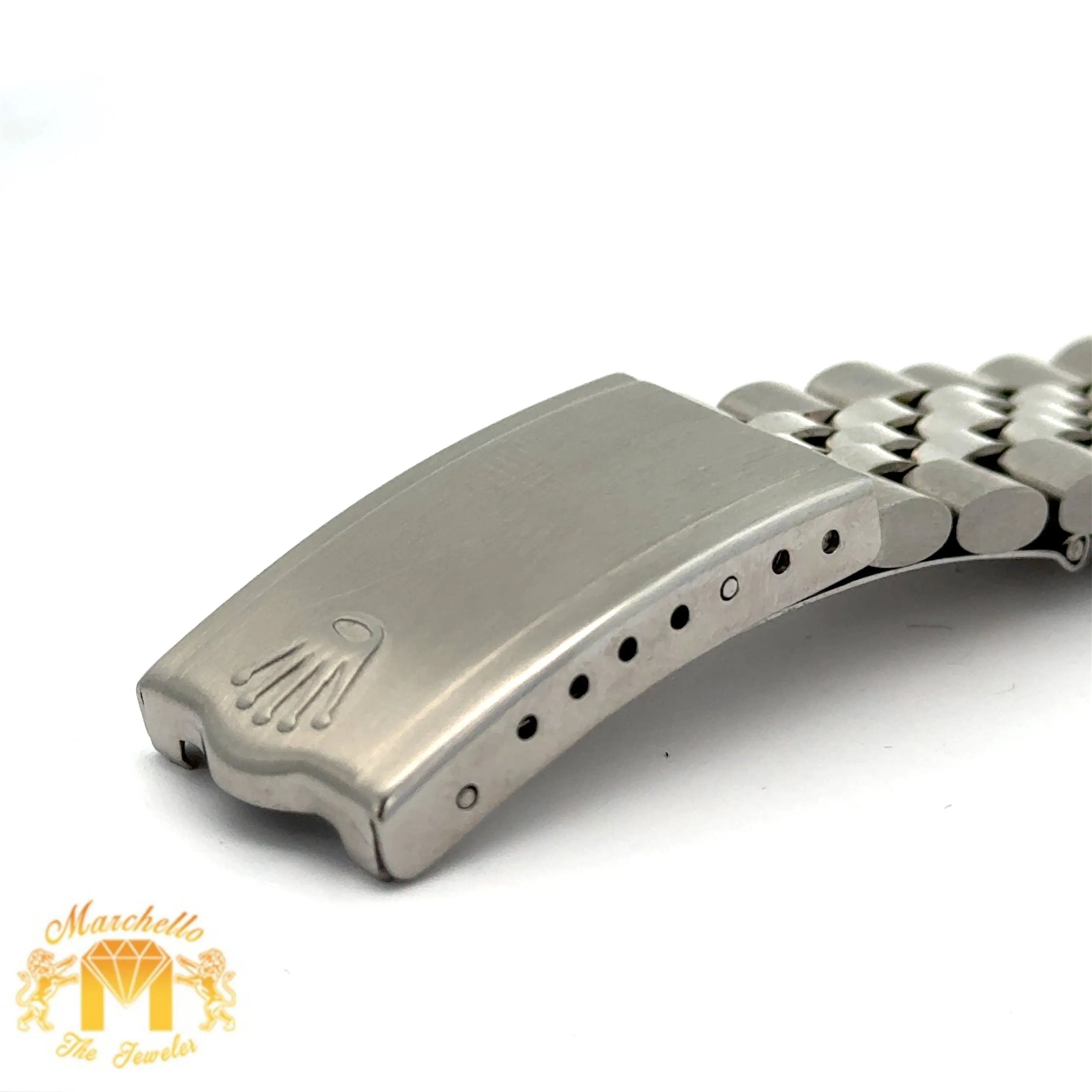 34mm Rolex Diamond Watch with Stainless Steel Jubilee Bracelet (custom diamond bezel, custom diamond white dial)