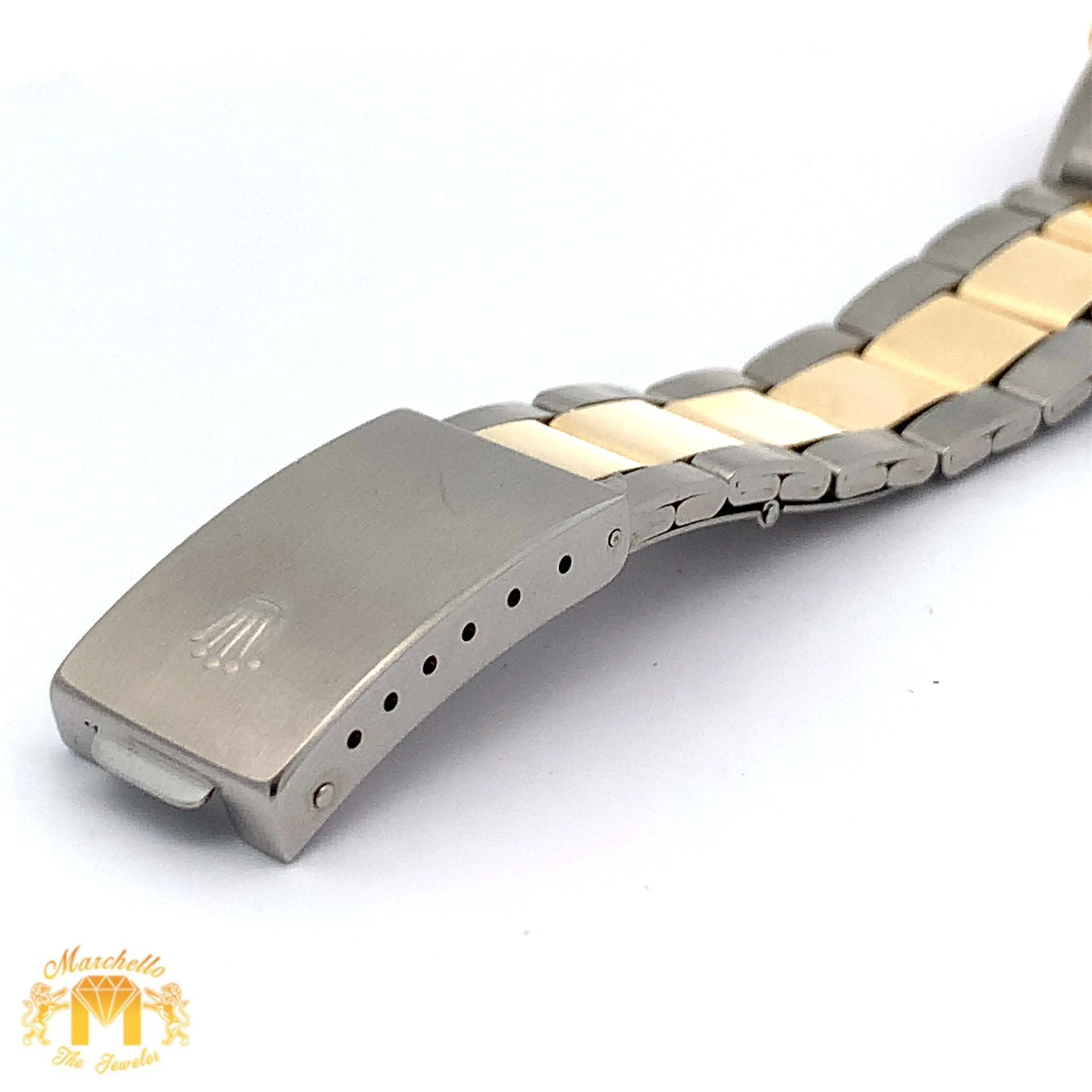 36mm Rolex Watch with Two-Tone Oyster Bracelet (green dial with diamond Arabic numerals)