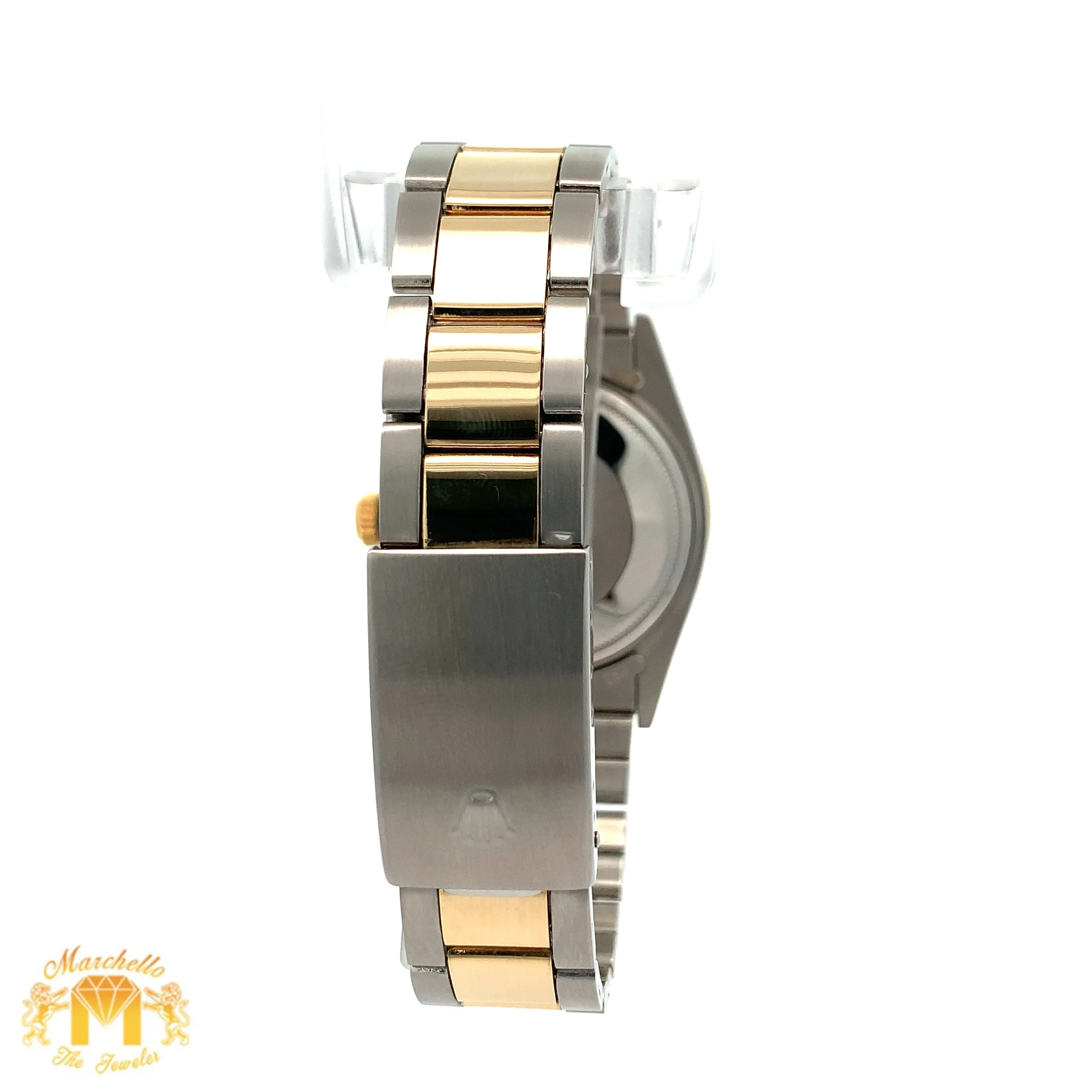 36mm Rolex Watch with Two-Tone Oyster Bracelet (green dial with diamond Arabic numerals)
