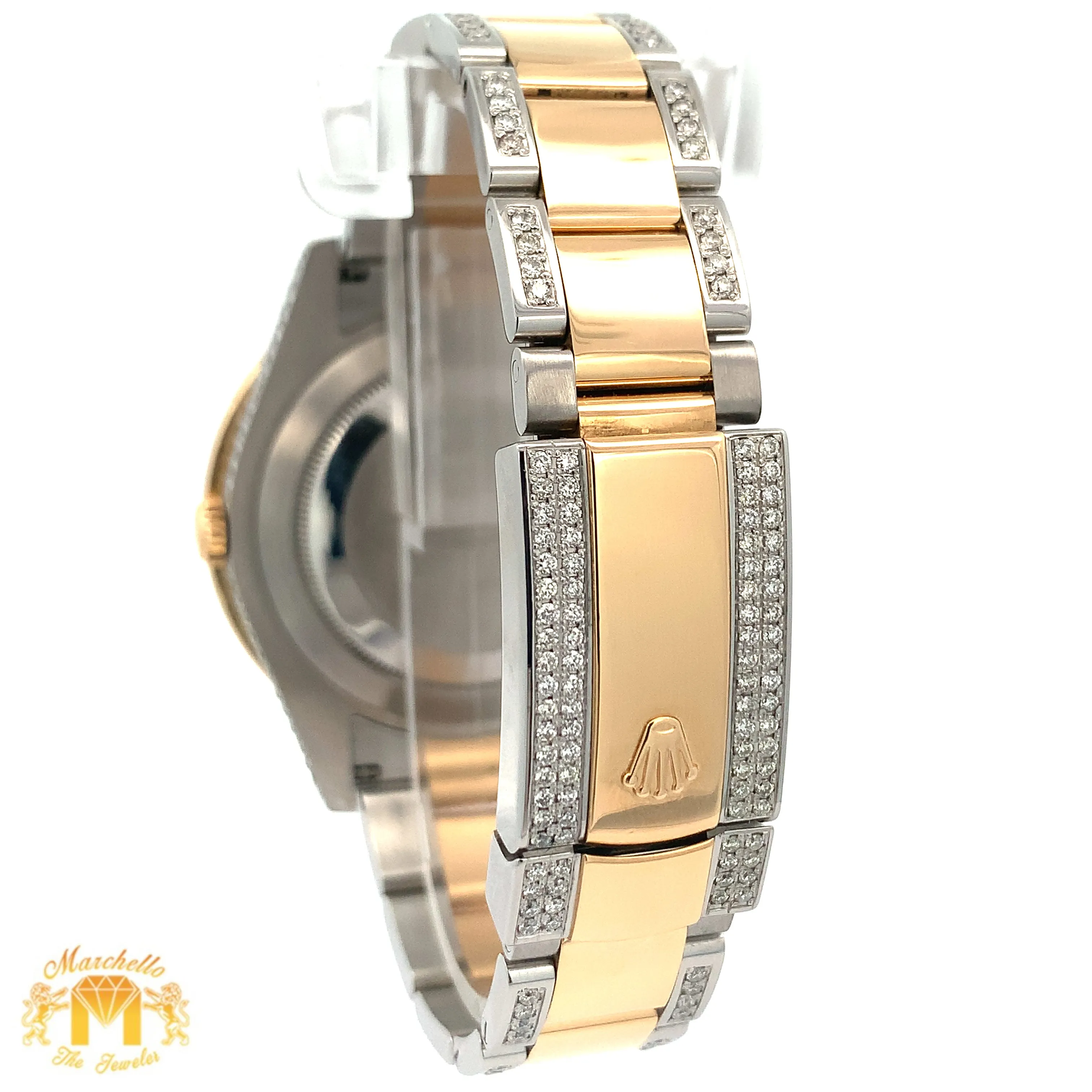 41mm Rolex Watch with Two-Tone Oyster Diamond Bracelet (diamond bezel and dial)