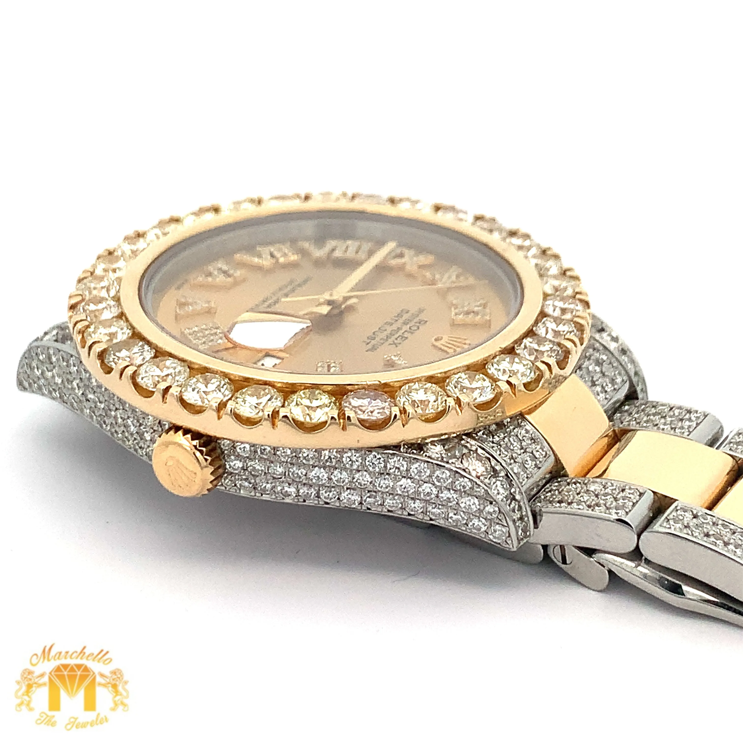 41mm Rolex Watch with Two-Tone Oyster Diamond Bracelet (diamond bezel and dial)
