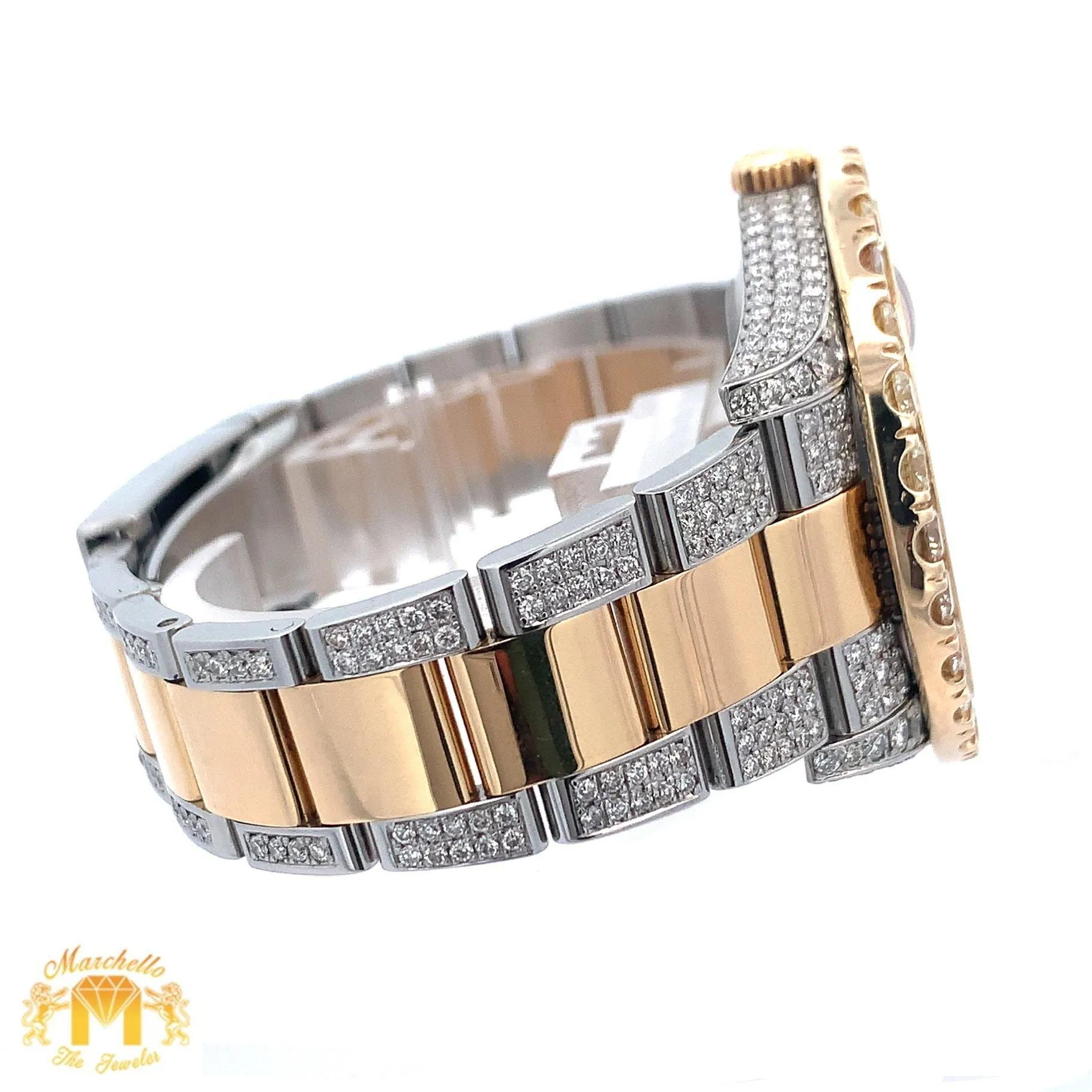 41mm Rolex Watch with Two-Tone Oyster Diamond Bracelet (diamond bezel and dial)