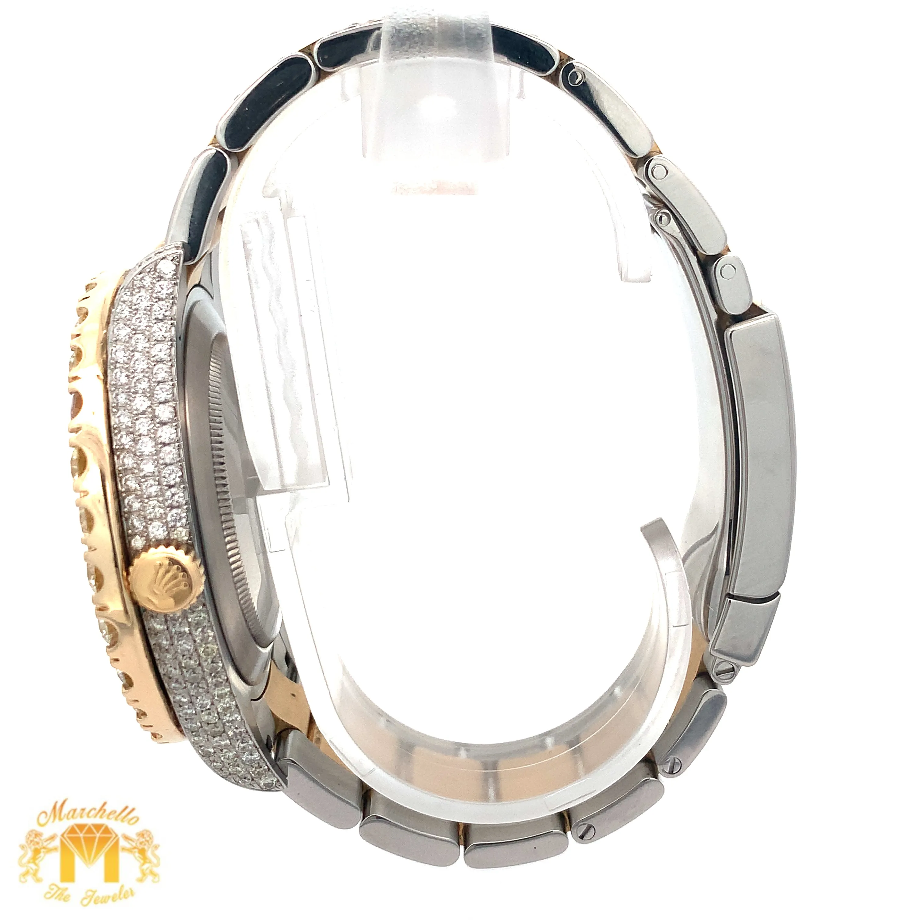 41mm Rolex Watch with Two-Tone Oyster Diamond Bracelet (diamond bezel and dial)