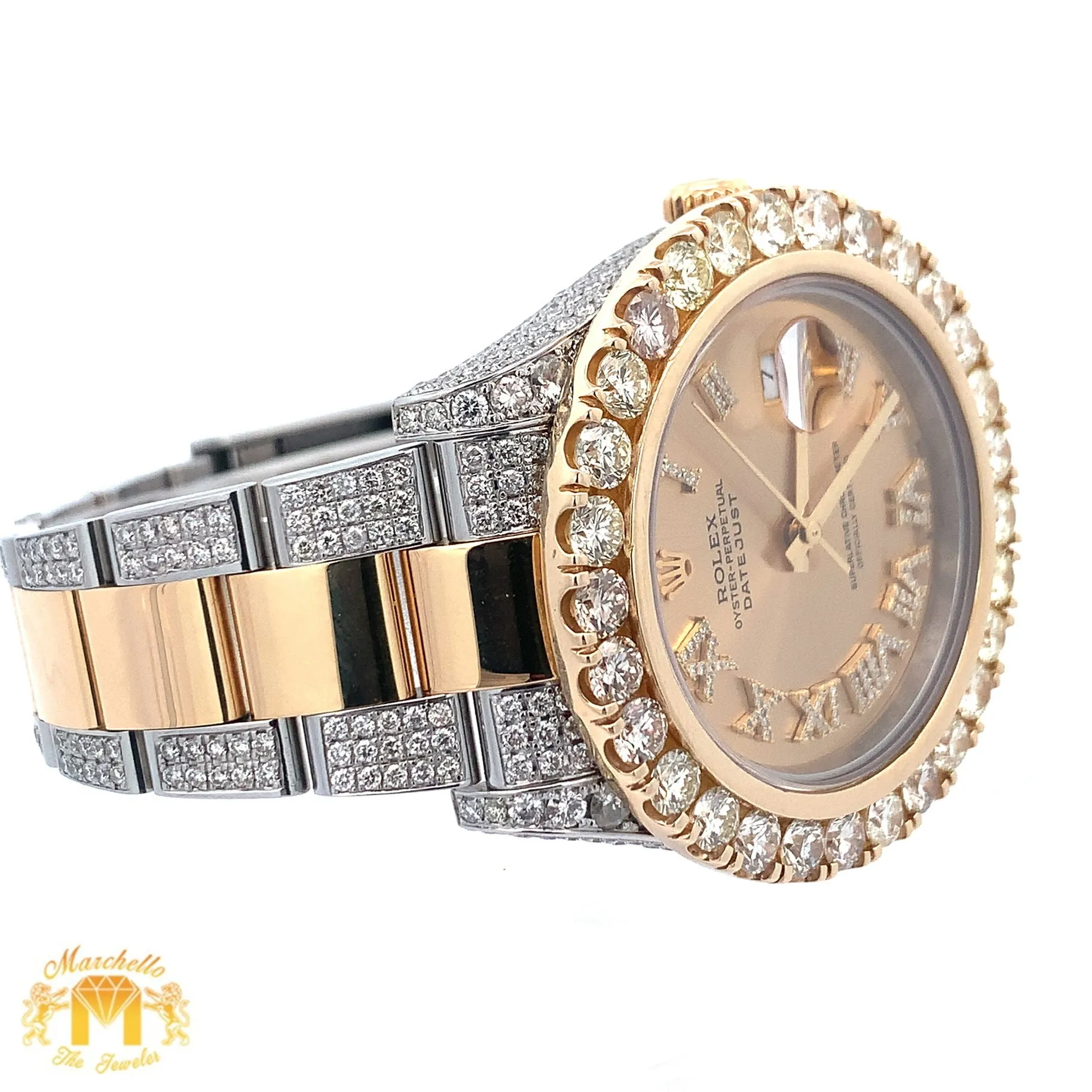 41mm Rolex Watch with Two-Tone Oyster Diamond Bracelet (diamond bezel and dial)