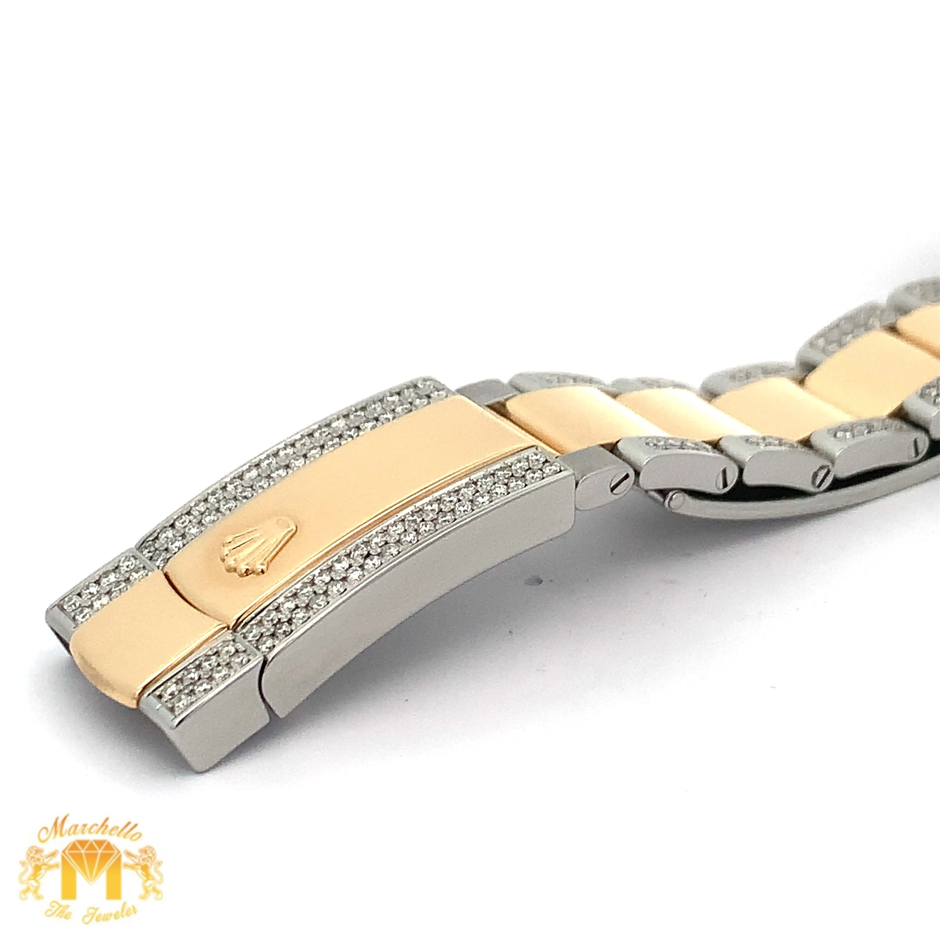 41mm Rolex Watch with Two-Tone Oyster Diamond Bracelet (diamond bezel and dial)