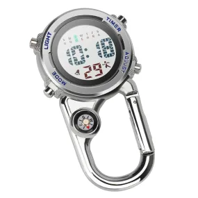 Aceshop Carabiner Watch Digital Clip on Quartz Watch Multifunctional Carabiner FOB Watch Luminous Face Compass Carabiner Watch with Compass for Doctors Nurses Paramedics Chefs Sport Unisex Blue