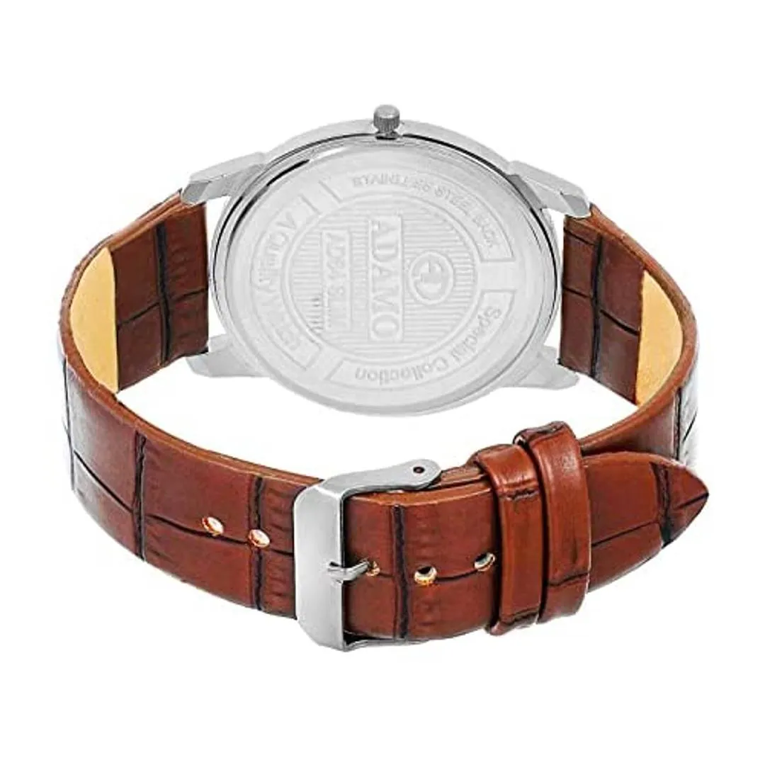 ADAMO Slim White Dial Men's  Boy's Watch AD64BR01 Product-7059378