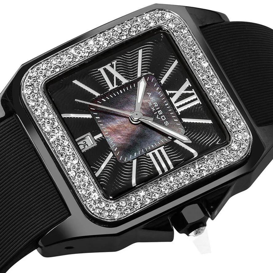 Akribos XxivBlack Mother of Pearl Dial Black Ceramic Ladies Watch AK546BK