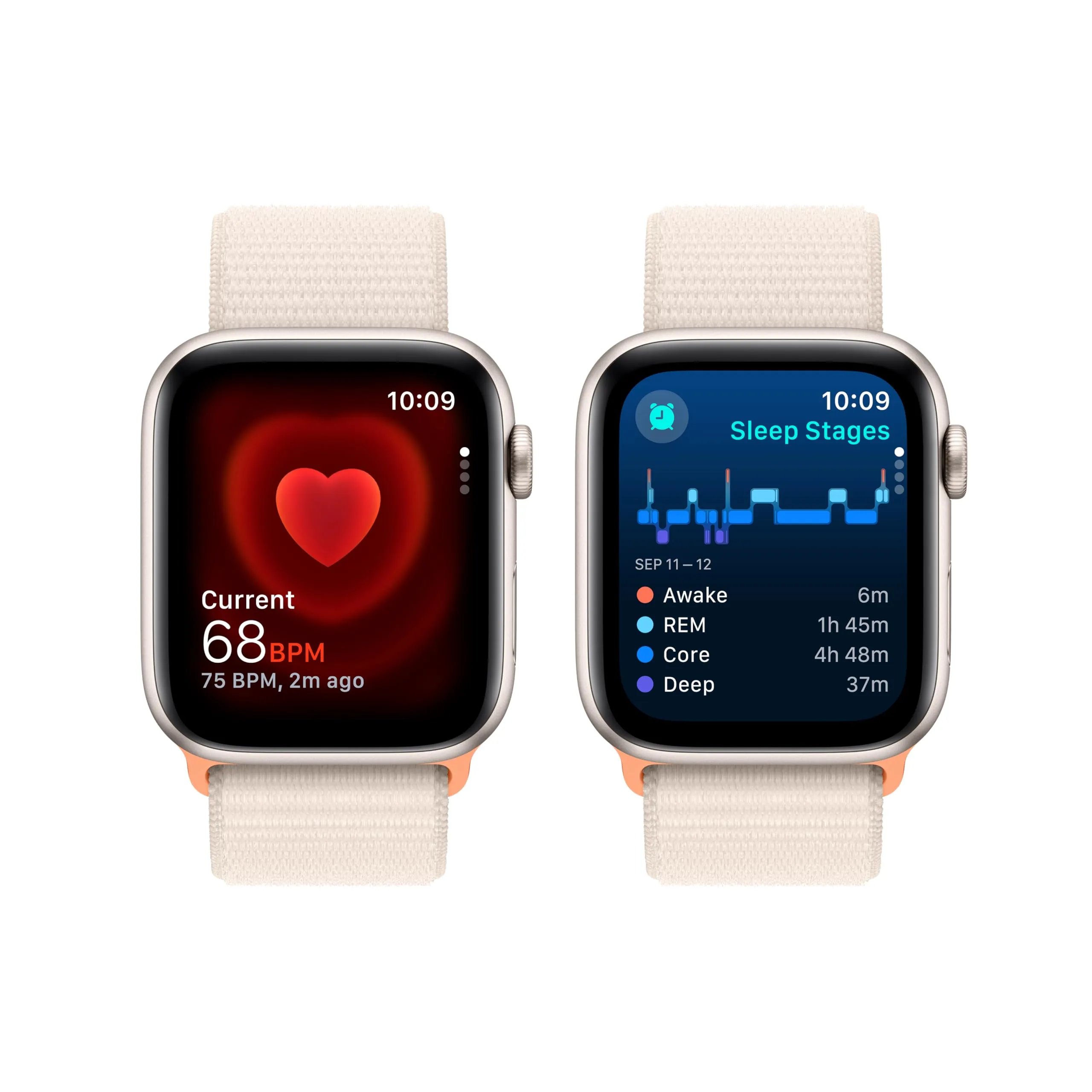 Apple Watch SE (2nd Gen) [GPS   Cellular 44mm] Smartwatch with Starlight Aluminum Case with Starlight Sport Loop Fitness & Sleep Tracker, Crash Detection, Heart Rate Monitor, Carbon Neutral