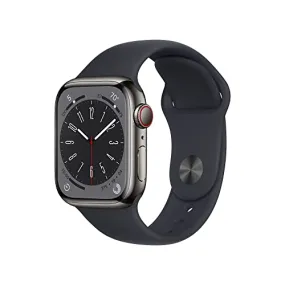 Apple Watch Series 8 [GPS   Cellular 41mm] Smart Watch w/Graphite Stainless Steel Case w/Midnight Sport Band-M/L. Fitness Tracker, Blood Oxygen & ECG Apps, Always-On Retina Display, Water Resistant
