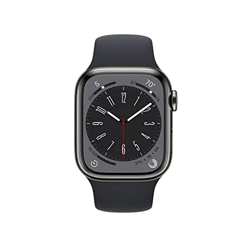 Apple Watch Series 8 [GPS   Cellular 41mm] Smart Watch w/Graphite Stainless Steel Case w/Midnight Sport Band-M/L. Fitness Tracker, Blood Oxygen & ECG Apps, Always-On Retina Display, Water Resistant