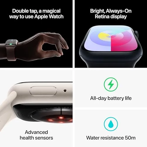 Apple Watch Series 9 GPS 41mm Midnight Aluminum Case with Midnight Sport Band - M/L