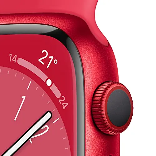Apple Watch Series 8 (GPS   Cellular, 45mm) Smartwatch - Aluminiumgehäuse Product(RED), Sportarmband Product(RED) - Regular. Fitnesstracker, Blutsauerstoffund EKGApps, Wasserschutz