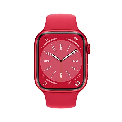 Apple Watch Series 8 (GPS   Cellular, 45mm) Smartwatch - Aluminiumgehäuse Product(RED), Sportarmband Product(RED) - Regular. Fitnesstracker, Blutsauerstoffund EKGApps, Wasserschutz