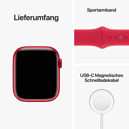 Apple Watch Series 8 (GPS   Cellular, 45mm) Smartwatch - Aluminiumgehäuse Product(RED), Sportarmband Product(RED) - Regular. Fitnesstracker, Blutsauerstoffund EKGApps, Wasserschutz