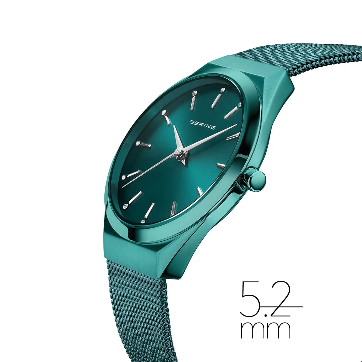 Bering Green Ultra Slim Ladies Mesh Watch with Green Dial