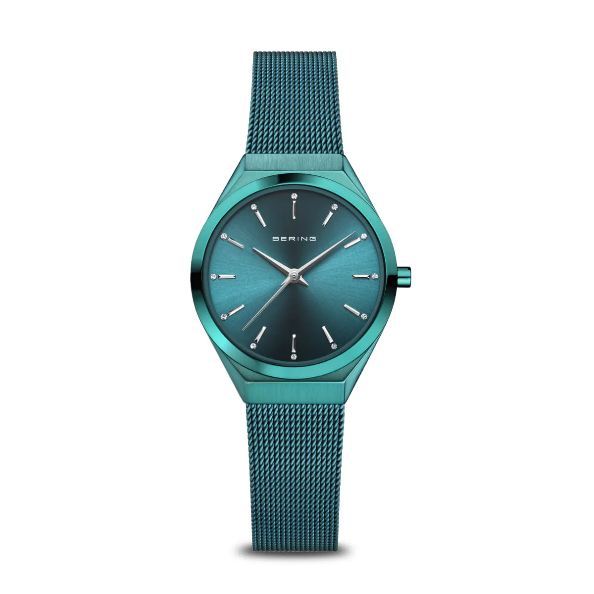 Bering Green Ultra Slim Ladies Mesh Watch with Green Dial