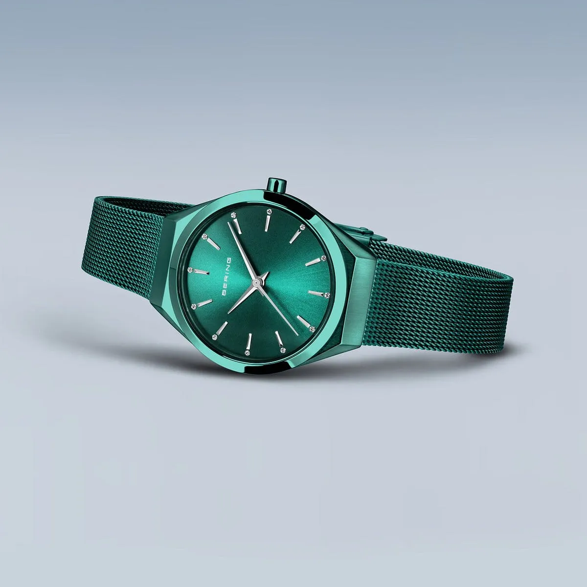 Bering Green Ultra Slim Ladies Mesh Watch with Green Dial