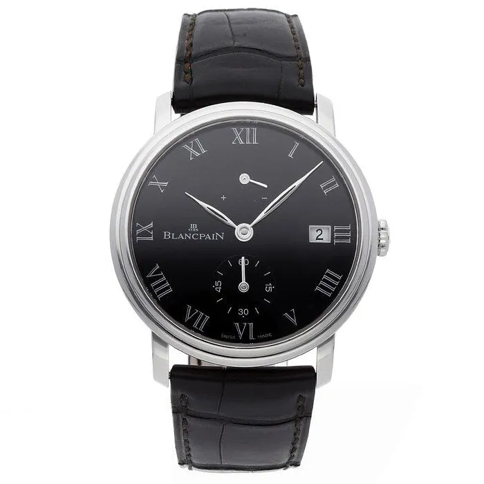 Blancpain Villeret 8 Jours Manuelle Black Dial Platinum Men's Watch 6614-3437-55B