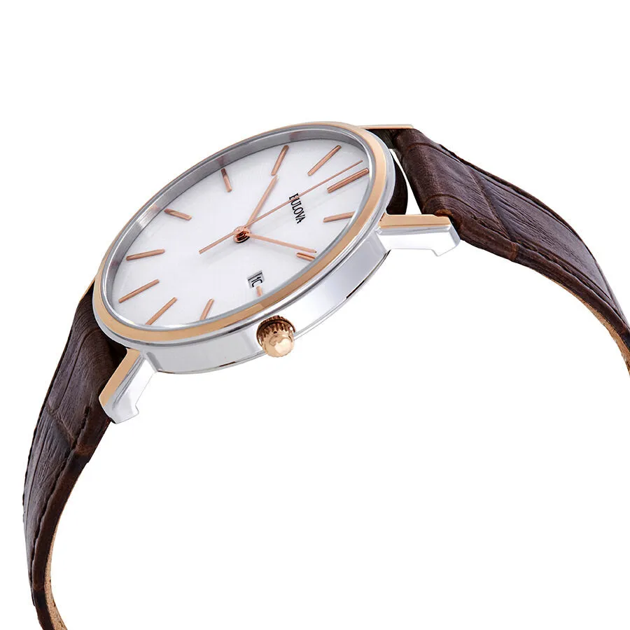 Bulova Dress Series White Dial Brown Leather Men's Watch 98H51