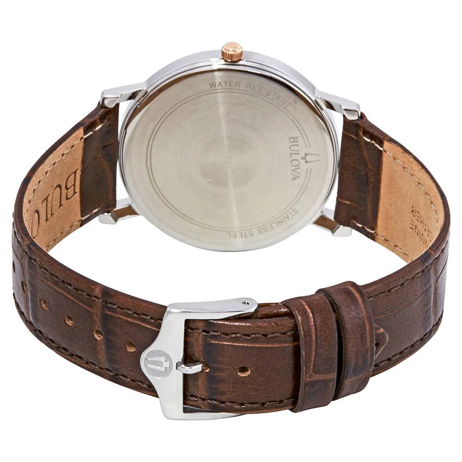 Bulova Dress Series White Dial Brown Leather Men's Watch 98H51