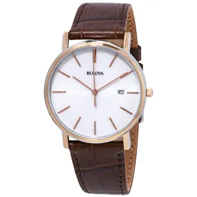 Bulova Dress Series White Dial Brown Leather Men's Watch 98H51