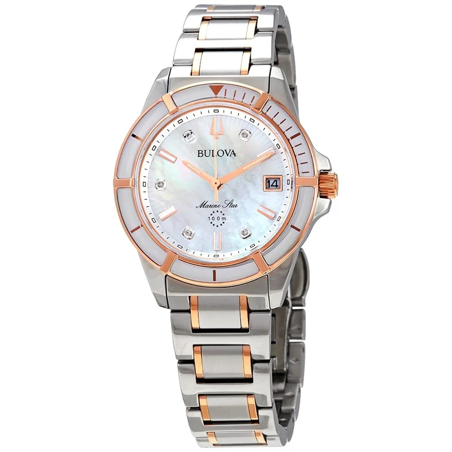Bulova Marine Star Quartz Diamond Ladies Watch 98P187