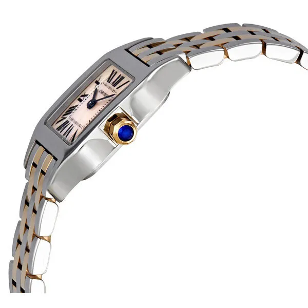Cartier Santos Demoiselle Pink Mother of Pearl Dial Two Tone Steel Ladies Watch W25074Y9