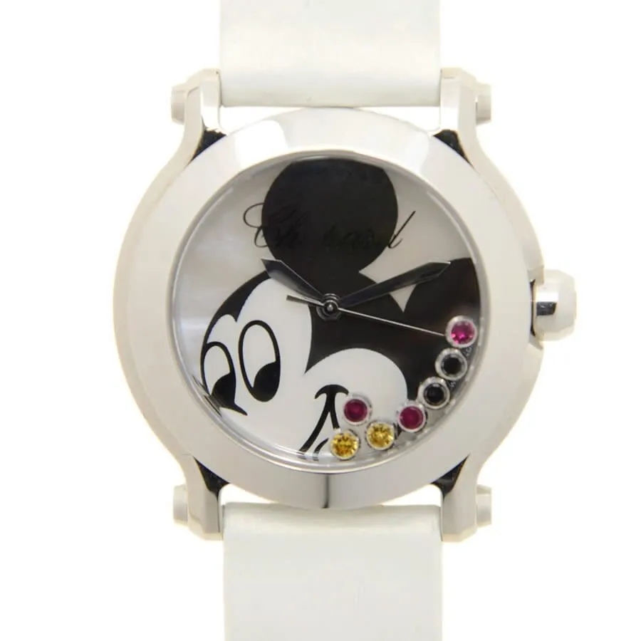 Chopard Happy Sport II Mother of Pearl Dial White Satin Ladies Watch 278475-3032