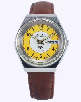 Citizen Automatic 8200 White-Yellow Dial 21 Jewels Day Date Men's Mechanical Watch