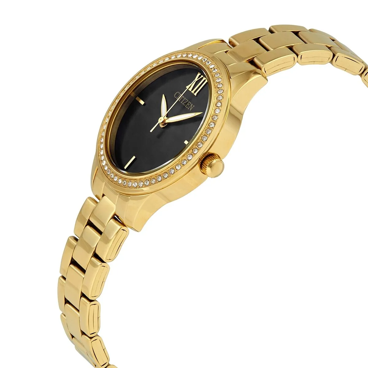Citizen Black Dial Quartz Ladies Crystal Watch EL3082-55E