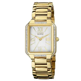 Citizen Ciena Eco-Drive Diamond Gold-Tone Stainless Steel Ladies Watch EM0192-57A