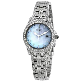 Citizen Eco-Drive Crystal White Mother of Pearl Dial Ladies Watch EW1220-55D