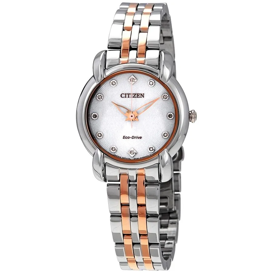 Citizen Jolie Eco-Drive White Dial Ladies Two Tone Watch EM0716-58A