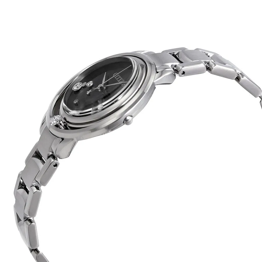 Citizen L Sunrise Solitare Black Diamond Dial Ladies Watch EW5520-50E