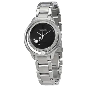 Citizen L Sunrise Solitare Black Diamond Dial Ladies Watch EW5520-50E