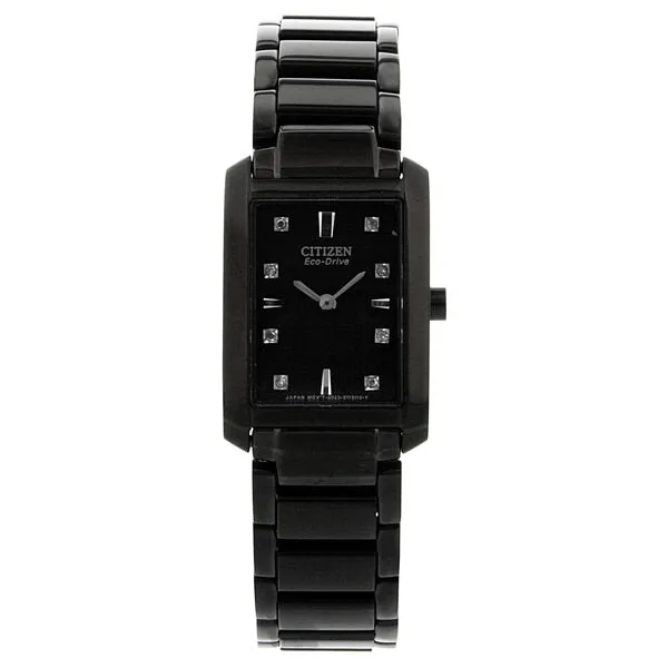 Citizen Palidoro Diamond Black Dial Black IP Stainless Steel Ladies Watch EX1077-51E