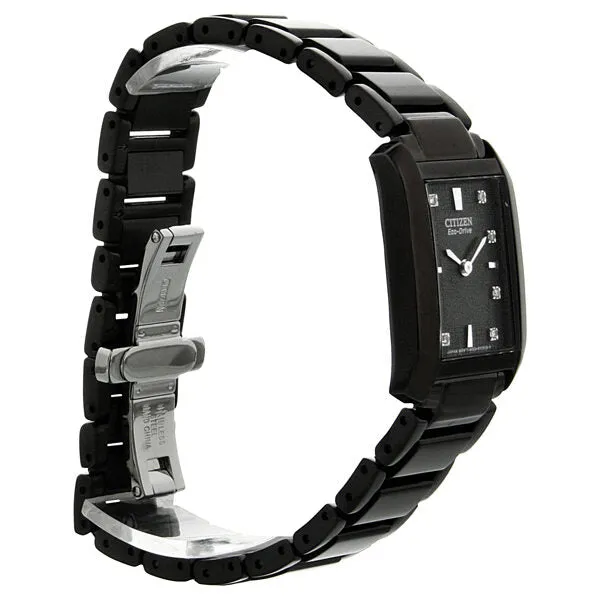 Citizen Palidoro Diamond Black Dial Black IP Stainless Steel Ladies Watch EX1077-51E