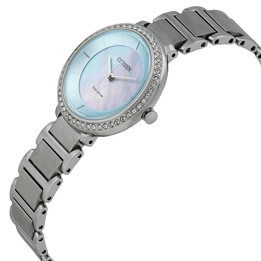 Citizen Silhouette Crystal Blue Mother of Pearl Dial Ladies Watch EM0480-52N