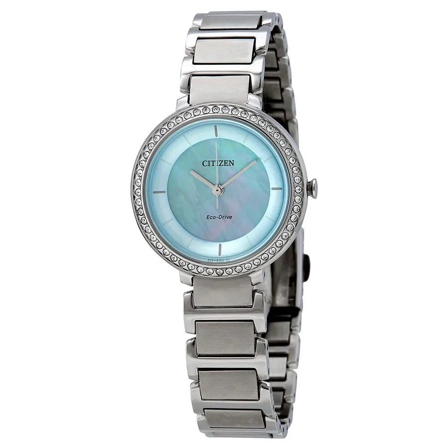 Citizen Silhouette Crystal Blue Mother of Pearl Dial Ladies Watch EM0480-52N
