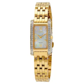 Citizen Silhouette Crystal White Mother of Pearl Dial Ladies Watch EX1472-56D