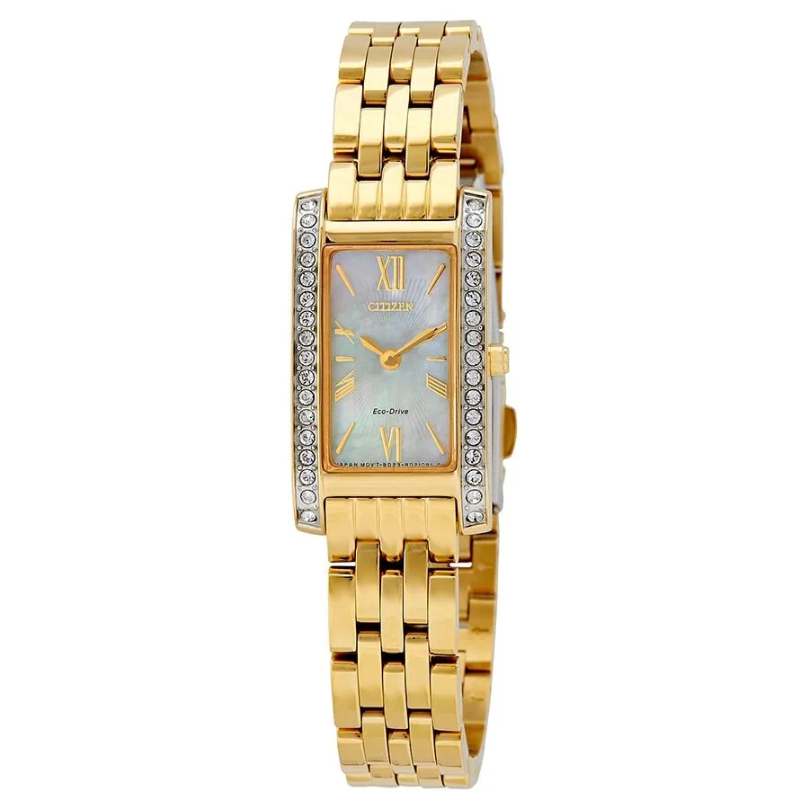 Citizen Silhouette Crystal White Mother of Pearl Dial Ladies Watch EX1472-56D