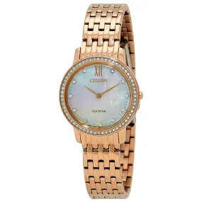 Citizen Silhouette Crystal White Mother of Pearl Dial Ladies Watch EX1483-50D