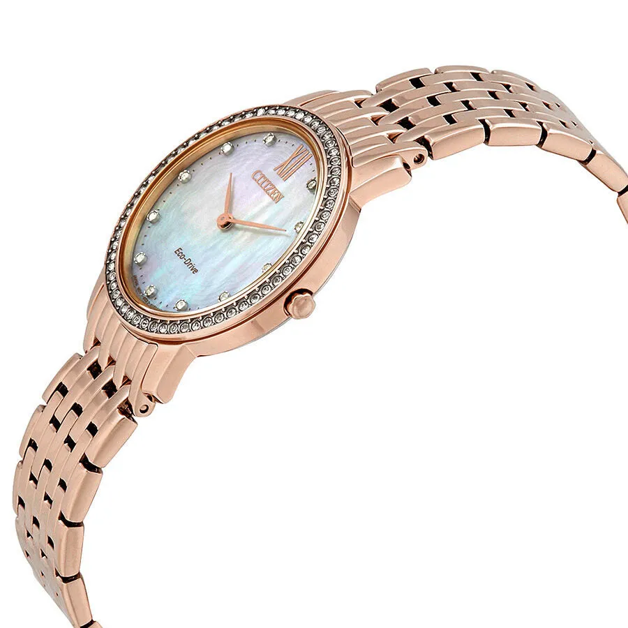 Citizen Silhouette Crystal White Mother of Pearl Dial Ladies Watch EX1483-50D