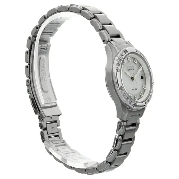 Citizen Silhouette Eco-Drive Diamond Mother of Pearl Dial Stainless Steel Ladies Watch EW2130-51D