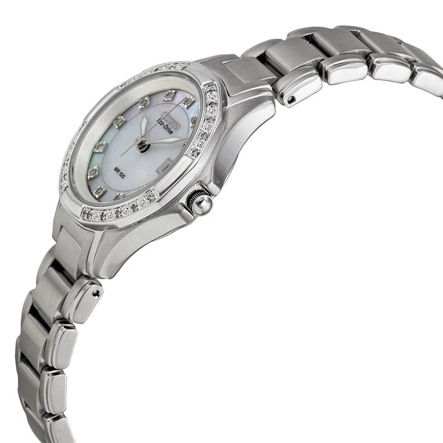 Citizen Silhouette Eco-Drive Diamond Mother of Pearl Dial Stainless Steel Ladies Watch EW2130-51D